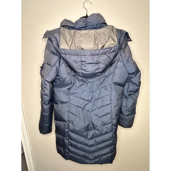 Eddie Bauer Women's coat Sz Medium blue down filled hooded parka winter jacket - Picture 3 of 16